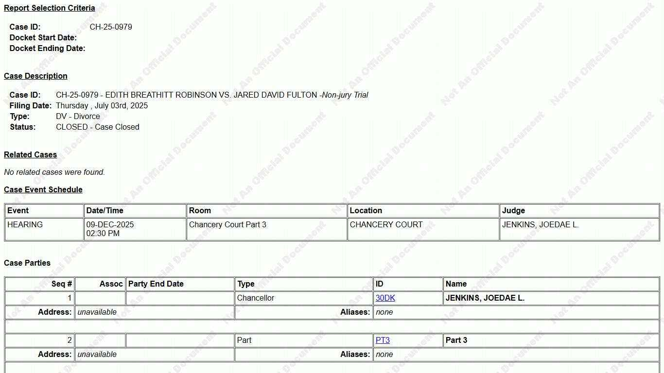 - Not an Official Document